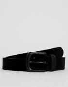 Asos Design Faux Leather Slim Belt In Black Velour - Black