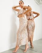 Asos Edition Maxi Skirt In Teardrop Sequin In Blush-pink