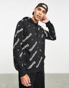 Reebok All-over Print Hoodie In Black