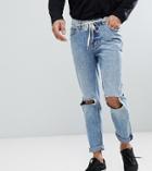 Cheap Monday Tall Sonic Slim Jeans With Blown Out Knee - Blue