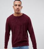Jacamo Tall Sweatshirt In Towelling - Red