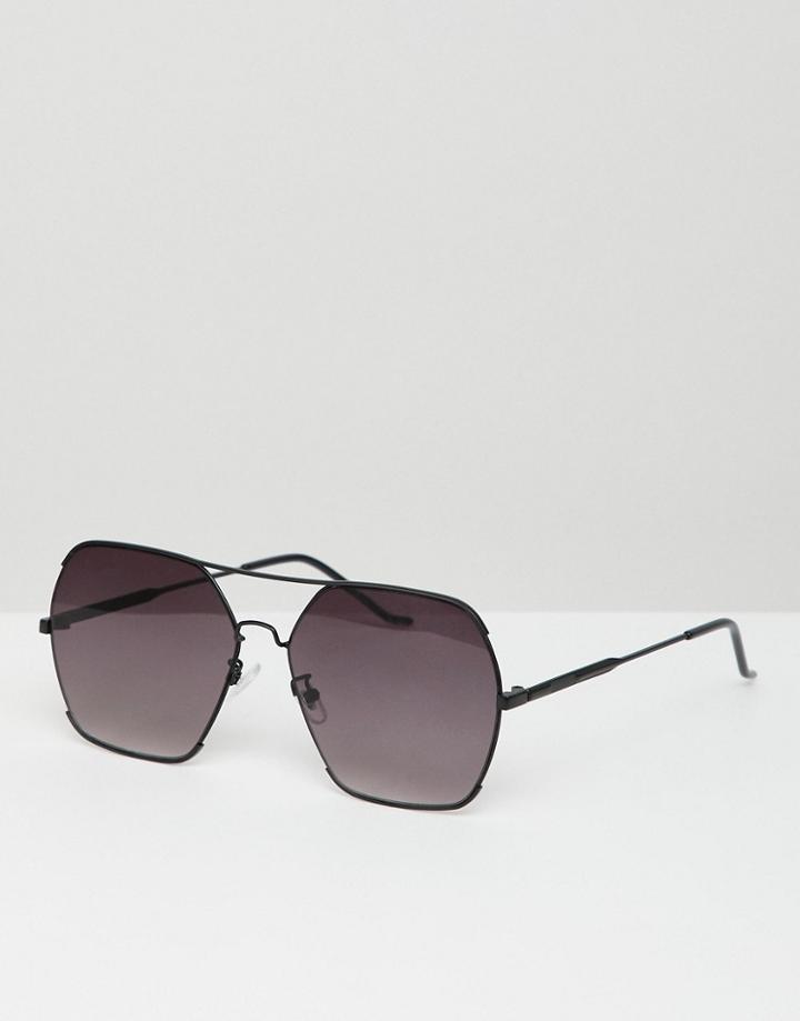 Jeepers Peepers Square Sunglasses In Black With Purple Lens - Black