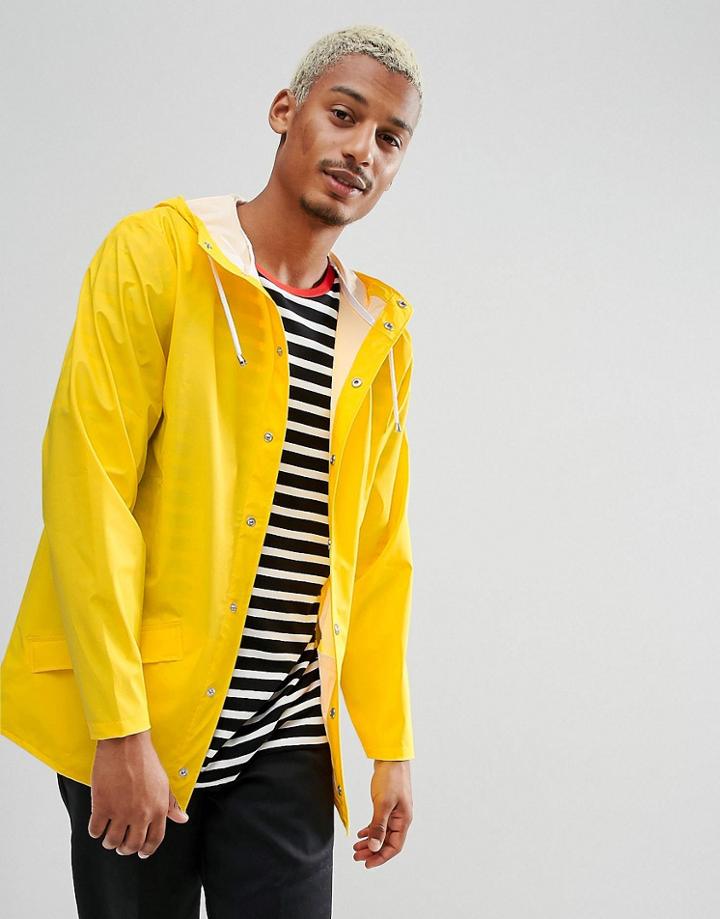 Rains Short Waterproof Jacket In Yellow - Yellow