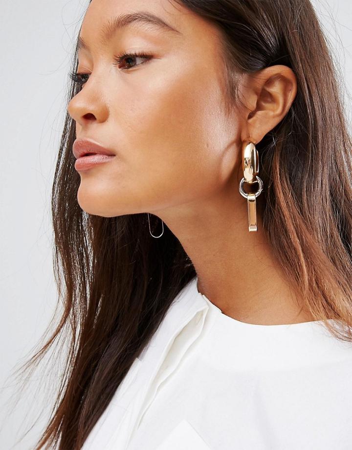Asos Open Shape Link Earrings - Multi