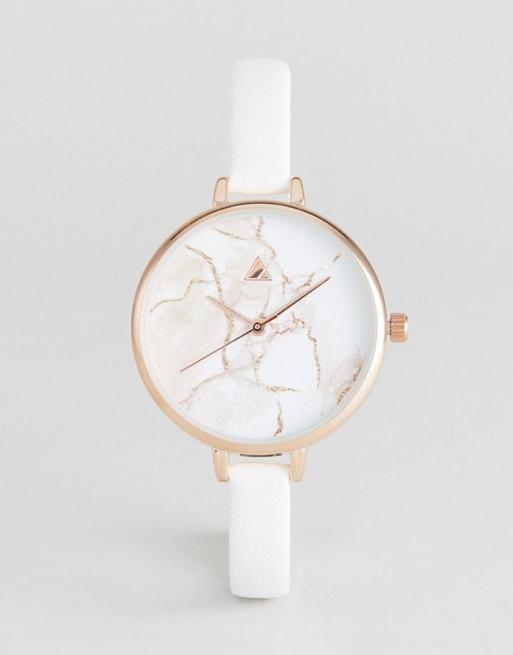 Asos Skinny Strap Marble Watch - Cream