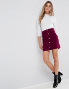Asos Mini Skirt With Faux Pearl Button Detail - Purple