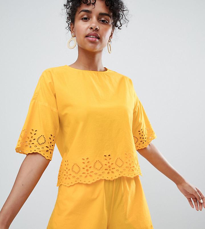 Monki Broderie Detail Shell Top Two-piece