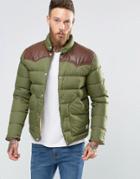 Penfield Pelam Down Quilted Jacket Leather Yoke - Green