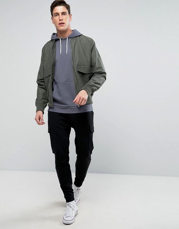 Asos Skinny Joggers With Cargo Pocket In Black - Black