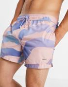 Boss Bonyfish All-over Palm Print Swim Shorts In Pink