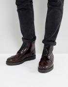 Fred Perry X George Cox Creeper Mid Leather Boots In Red - Red