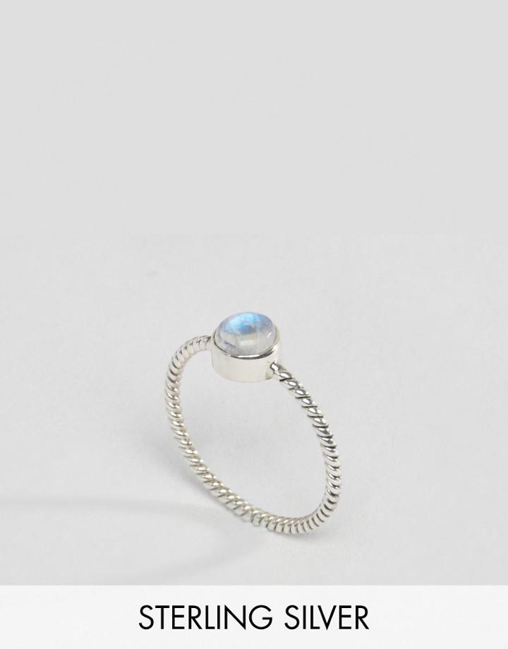 Reclaimed Vintage Sterling Silver Rainbow Moonstone Ring - Silver