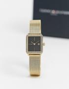 Tommy Hilfiger Square Mesh Watch In Gold 1782295