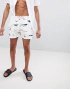 Nicce White Swim Shorts In Abstract Print - White