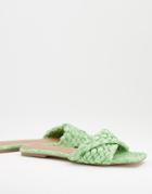 Asos Design Fiji Woven Mule Sandals In Green