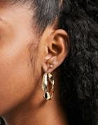 Topshop Molten Twist Hoop Earrings In Gold