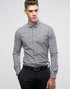 Asos Slim Shirt With Stretch In Black Gingham Check - Black