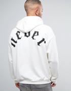 Yourturn Oversized Hoodie In White With Back Print - White
