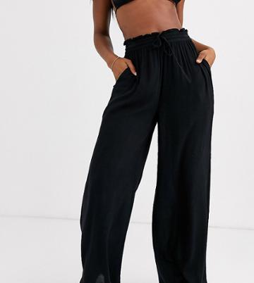 Iisla & Bird Exclusive Drawstring Beach Pants In Black