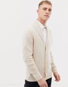 Asos Design Lambswool Shawl Cardigan In Oatmeal-beige
