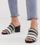 Miss Selfridge Woven Heeled Mules In Mono-black