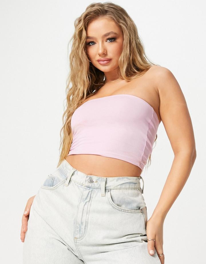 Asos Design Organic Cotton Bandeau Crop Top In Pastel Pink