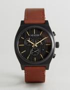 Nixon Time Teller Chronograph Leather Watch In Tan - Tan