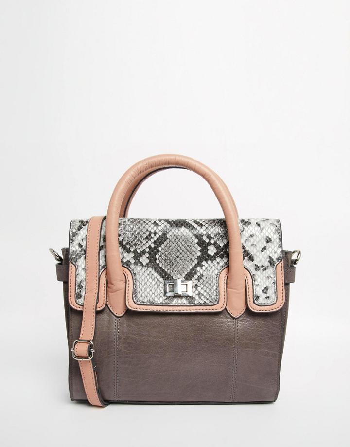 Urbancode Mini Leather Tote Bag In Metallic Faux Snake