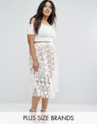 Missguided Plus Lace Detail Midi Skirt - White
