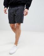 Asos Slim Shorts In Navy Stripe - Navy