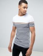 Asos Muscle T-shirt With Highlight Stripe In White - White