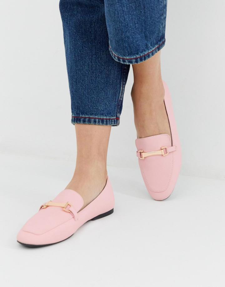 Park Lane Metal Trim Loafers - Pink