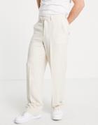 Asos Design Soft Tailored Wide Leg Suit Pants In Ecru Crepe-neutral