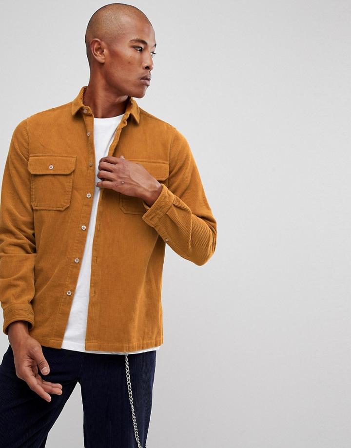 Asos Cord Overshirt In Mustard - Yellow