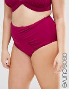 Asos Curve Mix & Match Highwaist Bikini Bottom With Wrapped Front And Support - Snob Purple