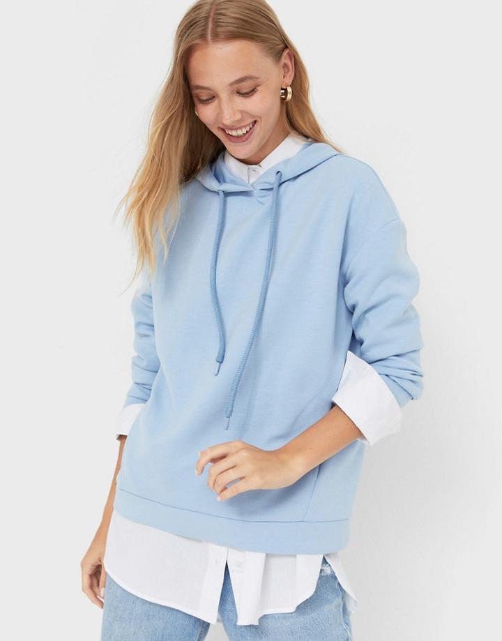 Stradivarius Hoodie In Pale Blue-blues