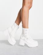 Koi Footwear Amabalis Platform Boots In White With 3d Flowers - White