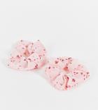 My Accessories London Exclusive 2-pack Hair Scrunchies In Mixed Heart Print-multi