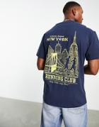 Tommy Jeans Cotton Running Club T-shirt With Back Print In Navy - Navy