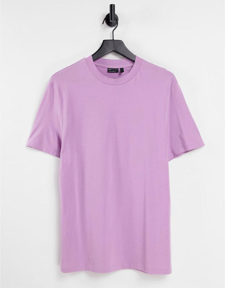 Asos Design Cotton Blend T-shirt With Crew Neck In Purple - Purple