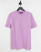 Asos Design Cotton Blend T-shirt With Crew Neck In Purple - Purple