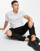 Asos Design Organic T-shirt With Crew Neck In Gray Blue-blues