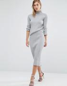 Parallel Lines Knitted Pencil Skirt Co-ord - Gray