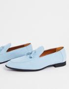 Asos Design Loafers In Blue Faux Suede