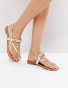 Call It Spring Taketa Gold Embellished Flat Sandals - Gold