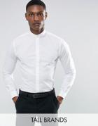 Noose & Monkey Tall Skinny Smart Shirt With Grandad Collar - White