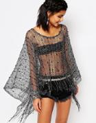 Stitch & Pieces Sheer Mesh Overlay Top - Gray