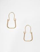 Asos Mini Squared Hoop Earrings - Gold
