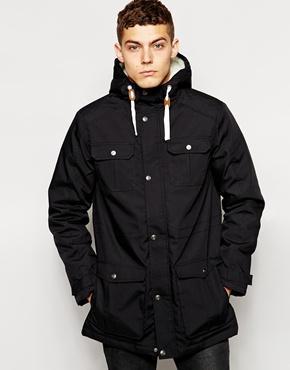 Solid Parka With Fleece Lined Hood - Black