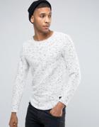 Only & Sons Longline Sweater With Curved Hem In Fleck - White